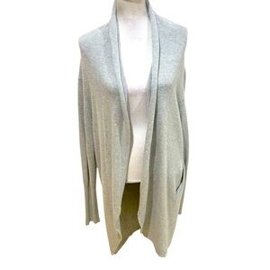 Leith duster open front rolled collar gray cardigan pockets wool blend sz medium
